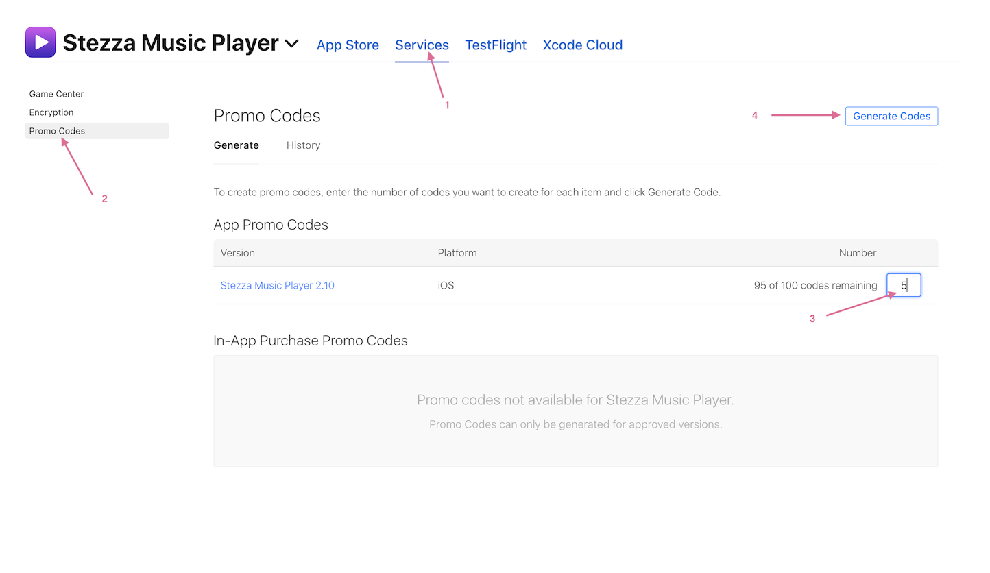 App Store Connect - App Promo Code